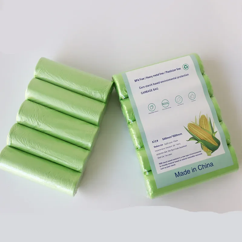 Biodegradable Bin Liner - 100枚入り生分解性ゴミ袋 分別用使い捨て清掃キッチン用でんぷん分解性ゴミ袋 環境に優しい