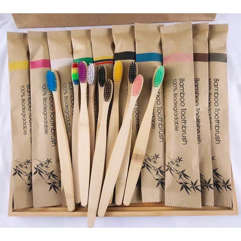 Bamboo Toothbrush Set - 5-30 個竹歯ブラシ柔らかい毛歯ブラシ環境に優しい生分解性木製ハンドル歯ホワイトニングブラシ