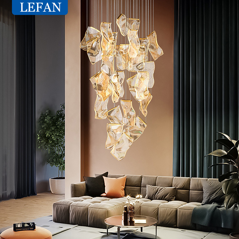 Sustainable Living Guide - モダンライト高級ライトガイドLEDロングストリップシャンデリアリビングルームダイニングルーム家全体セット照明デュプレックス回転式