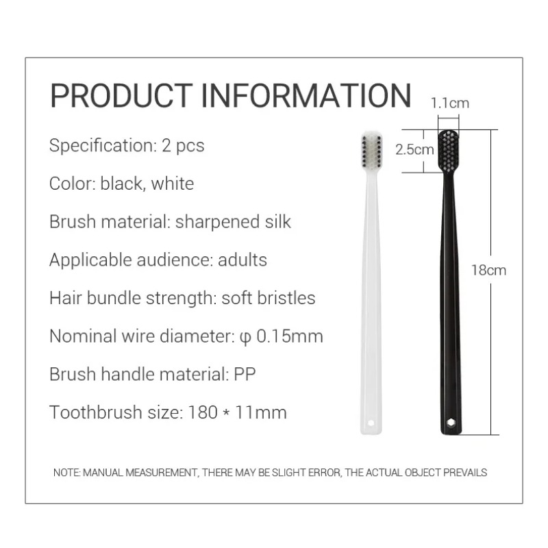 Bamboo Toothbrush Set - 2-10PC 環境に優しい竹炭歯ブラシ ソフト毛先の黒と白のセット 大人用歯科衛生ケアキット 男性と女性用