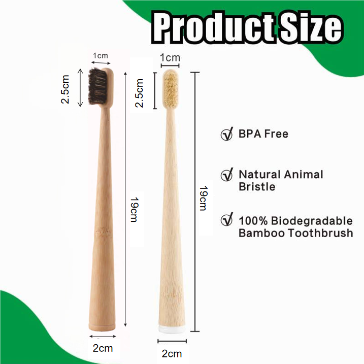 4本セットの猪毛/馬毛＆竹製歯ブラシ、100%生分解性天然歯 - Bamboo Toothbrush Set のレビューと価格