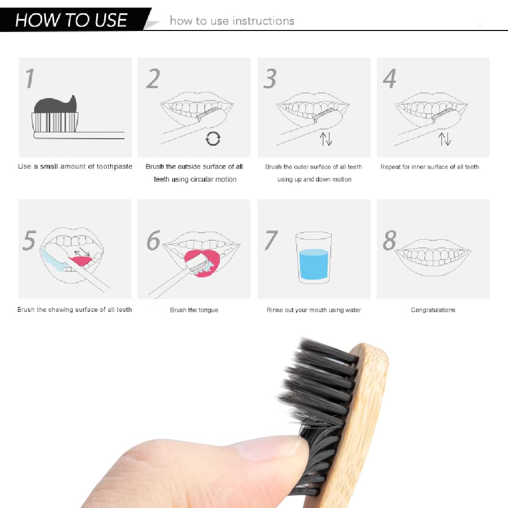 10 パック天然竹歯ブラシ環境に優しいファミリーホテル炭竹木 - Bamboo Toothbrush Set のレビューと価格
