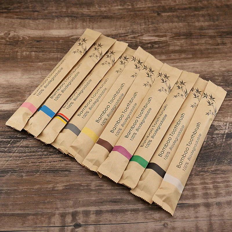 ランダムカラー 5/10本入り 竹製歯ブラシ 再利用可能 エ - Bamboo Toothbrush Set のレビューと価格