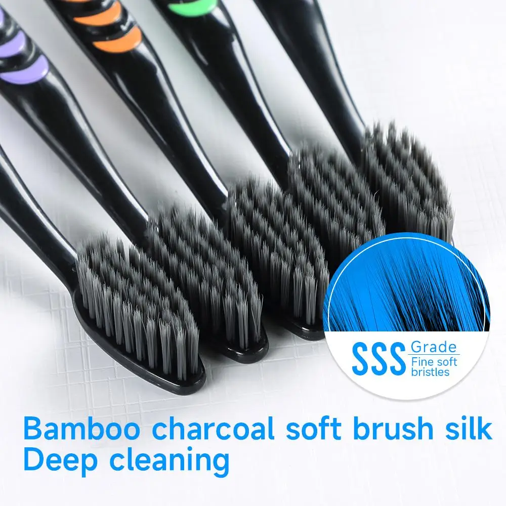 竹炭ソフト毛歯ブラシ、トラベルキャリー、カラーランダム10本 - Bamboo Toothbrush Set のレビューと価格