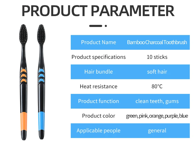 竹炭ソフト毛歯ブラシ、トラベルキャリー、カラーランダム10本 - Bamboo Toothbrush Set のレビューと価格
