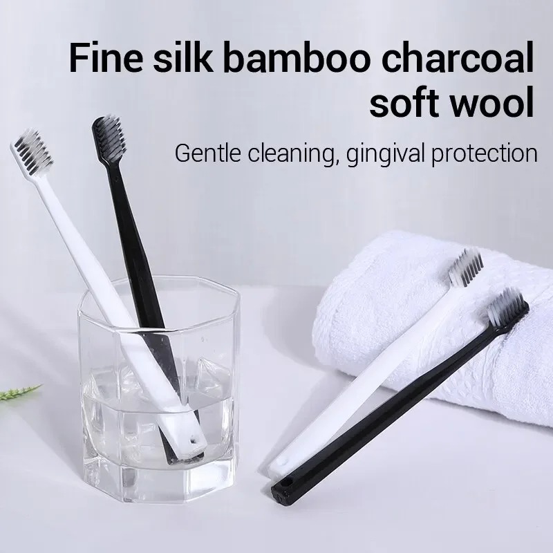2-10PC 環境に優しい竹炭歯ブラシ ソフト毛先の黒と白の - Bamboo Toothbrush Set のレビューと価格