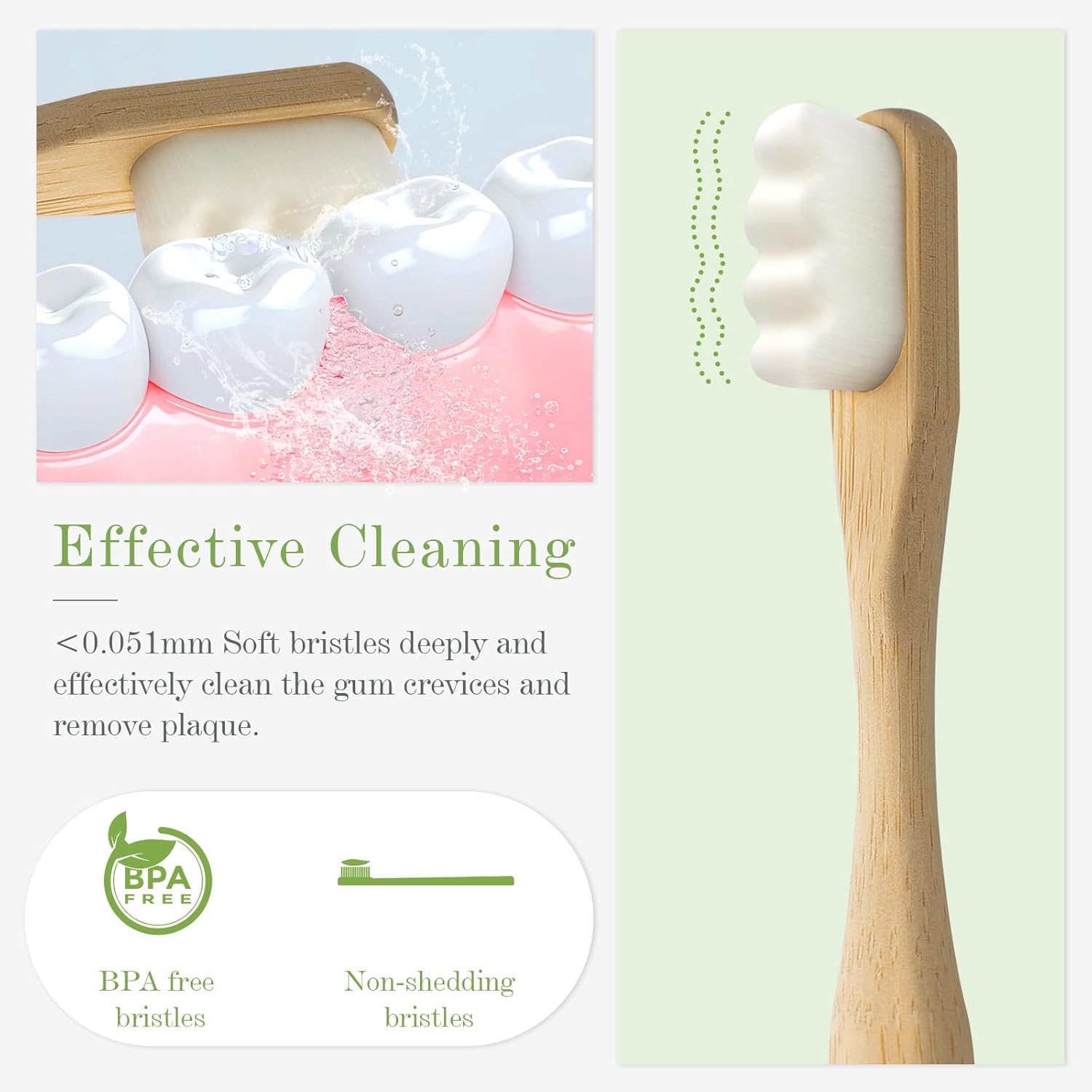 マイクロナノ竹歯ブラシ 4 本、20000 本の非常に柔らか - Bamboo Toothbrush Set のレビューと価格