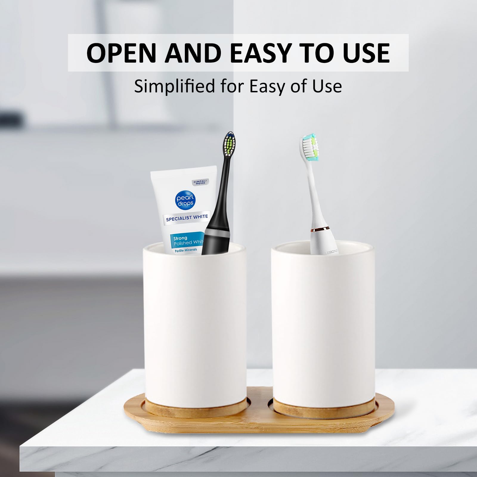 セラミックバスルームセットファインセラミックカップソープディ - Bamboo Toothbrush Set のレビューと価格